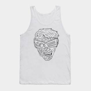 Scary Bionic Cyborg Monster Horror Black Lineart Tank Top